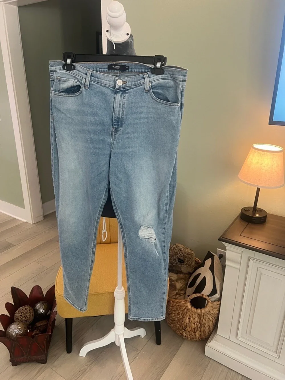 Hudson Jeans Light Blue Distressed Ankle Jeans